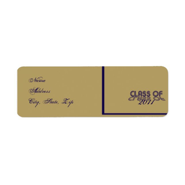 Étiquette Adresse de retour de la graduation Bleu et Or (Devant)