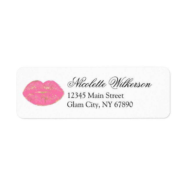Étiquette Adresse de retour de la lèvre de maquillage rose m (Devant)