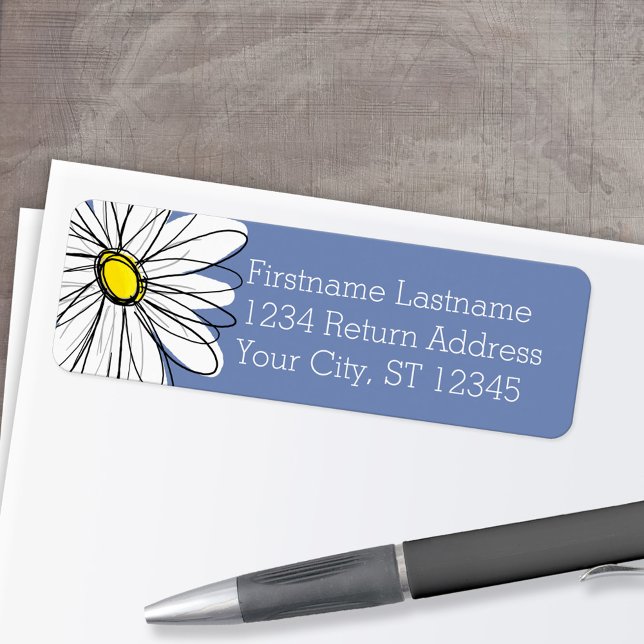 Étiquette Adresse de retour de la marguerite tendance Choisi (Custom Return Address Labels - Low Minimum)