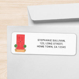 Étiquette Adresse de retour de la porte rouge