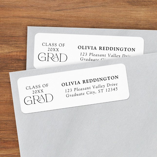 Étiquette Adresse de retour de la promotion 2025 Typographie (Créateur téléchargé)