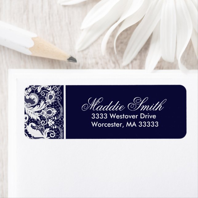 Étiquette Adresse de retour de l'accentuation de dentelle de (En situation)