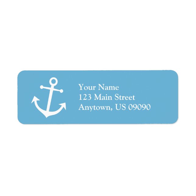 Étiquette Adresse de retour de l'Ancre de bateau (bleu/blanc (Devant)