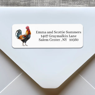 Étiquette Adresse de retour de l'aquarelle de coq de croisiè