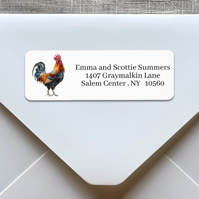 Étiquette Adresse de retour de l'aquarelle de coq de croisiè (Créateur téléchargé)