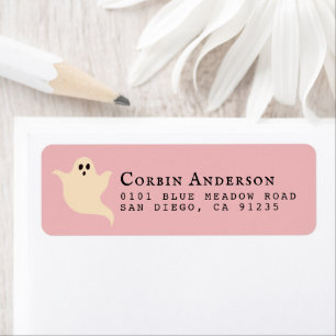 Étiquette Adresse de retour de l'Halloween Ghost Pink