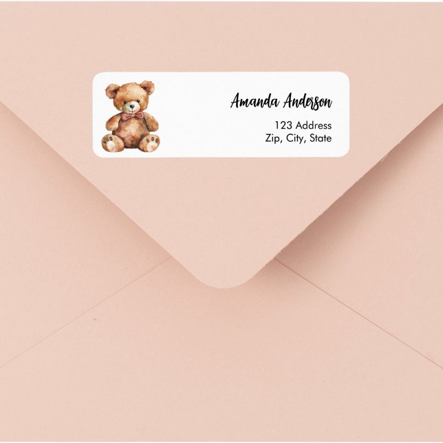Étiquette adresse de retour de l'ours en peluche baby shower (Créateur téléchargé)