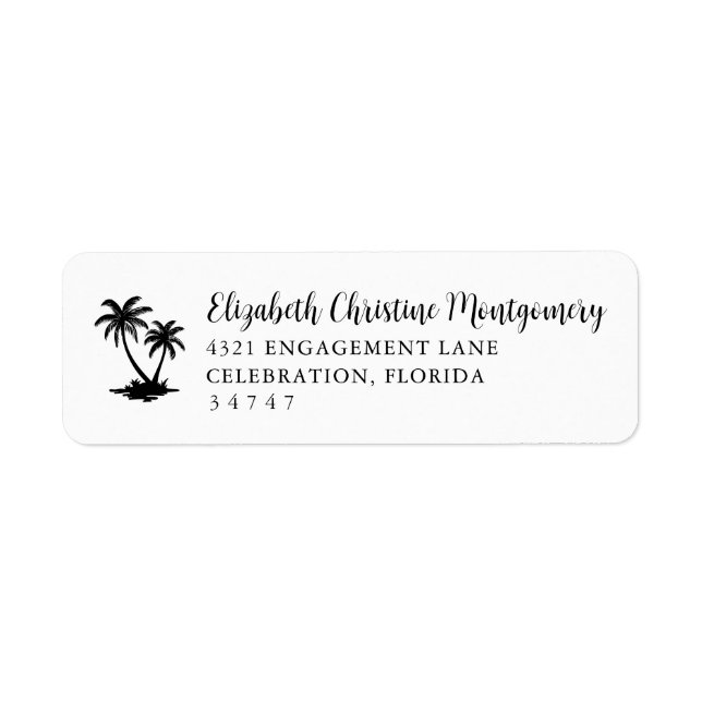Étiquette Adresse de retour de maison au palmier tropical (Devant)
