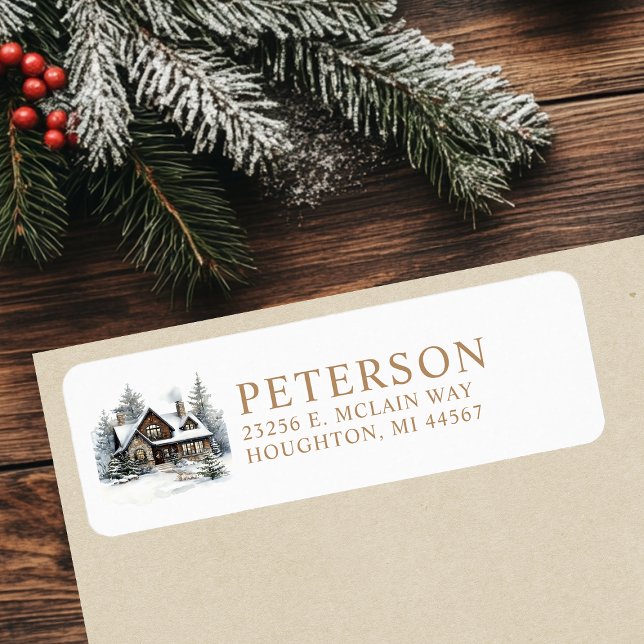 Étiquette Adresse de retour de maison de Noël festive (Créateur téléchargé)