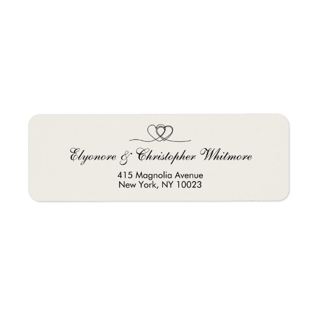 Étiquette Adresse de retour de mariage à calligraphie élégan (Devant)