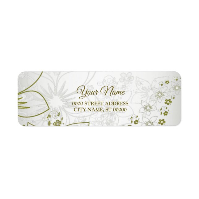 Étiquette Adresse de retour de mariage à la verdure florale  (Devant)