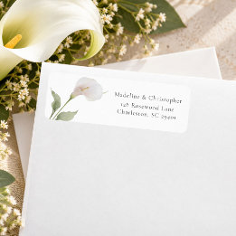 Étiquette Adresse de retour de mariage à lys calla minimal
