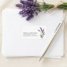 Adresse de retour de mariage au lavande violet
