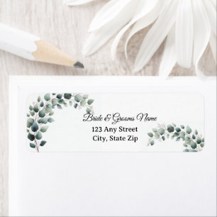 Étiquette Adresse de Retour de Mariage au Simple Eucalyptus