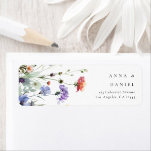 Étiquette Adresse de retour de mariage aux fleurs sauvages a
