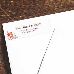 Étiquette Adresse de retour de mariage aux fleurs sauvages B
