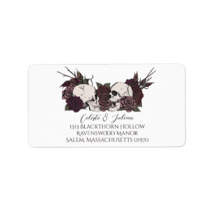 Étiquette Adresse de retour de mariage blanc crâne floral so