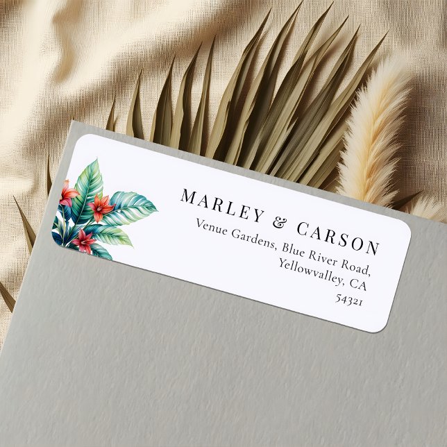 Étiquette Adresse de Retour de Mariage Bohème Végétal Botani (Créateur téléchargé)