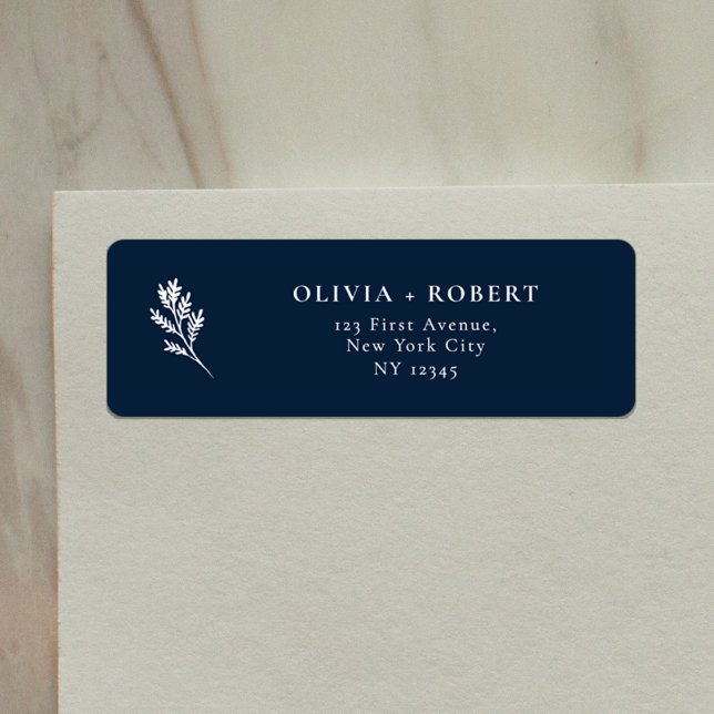 Étiquette Adresse de Retour de Mariage Botanique Minimal Élé (Créateur téléchargé)