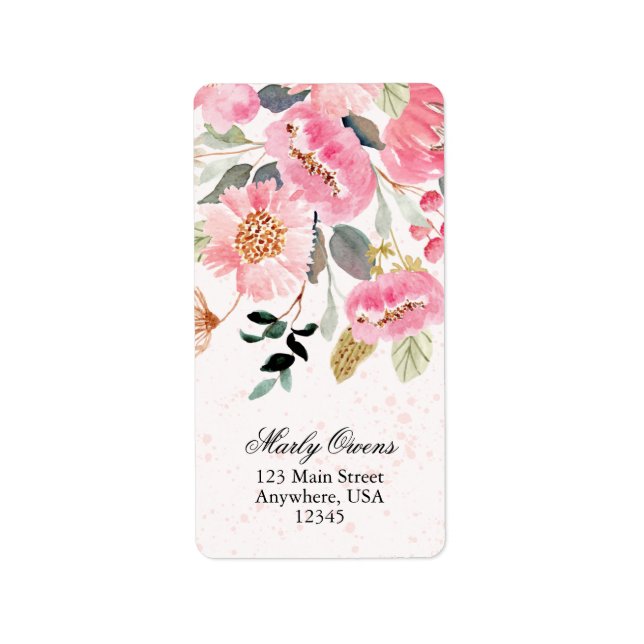 Étiquette Adresse de retour de mariage Chic Fleur sauvage ro (Devant)