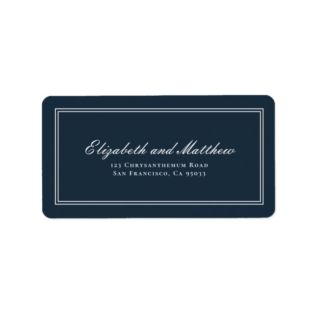 Étiquette Adresse de retour de mariage classique et simple e (Devant)