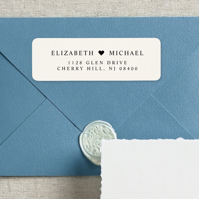 Étiquette Adresse de retour de mariage crème élégante (Créateur téléchargé)