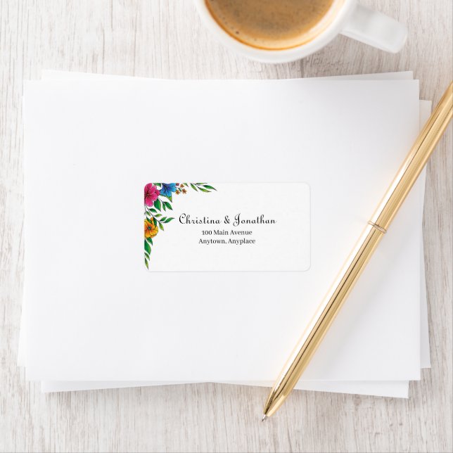 Étiquette Adresse de Retour de Mariage de Fleur Lumineuse de (En situation)