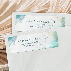 Étiquette Adresse de retour de mariage de plage abstrait sar