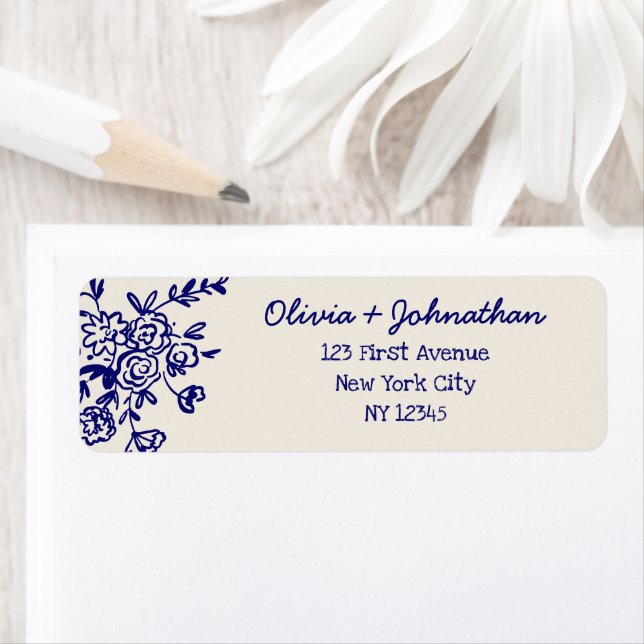 Étiquette Adresse de Retour de Mariage Dessins à Main Levée (En situation)