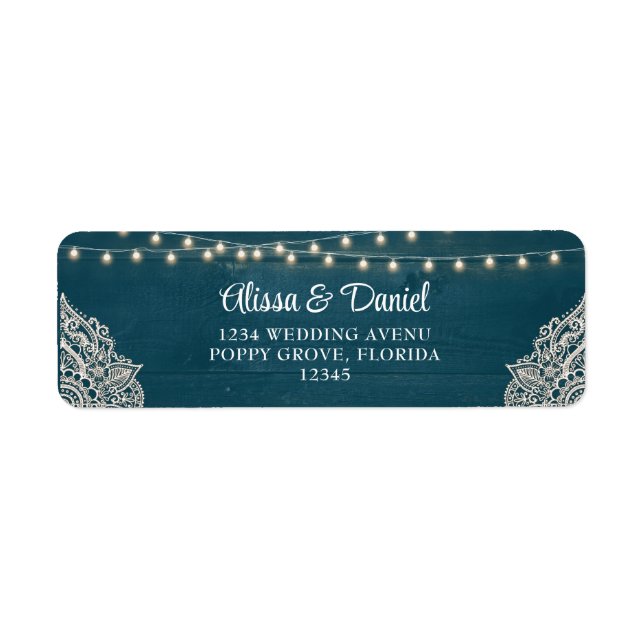 Étiquette Adresse de Retour de Mariage Élégance Rustique Sar (Devant)