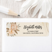 Adresse de retour de mariage élégant floral d'auto
