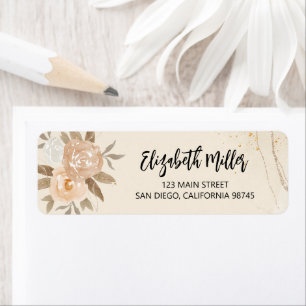 Étiquette Adresse de retour de mariage élégant floral d'auto