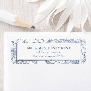 Étiquette Adresse de Retour de Mariage Élégante au Pervenche