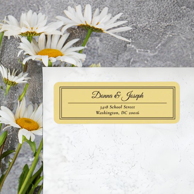 Étiquette Adresse de Retour de Mariage Élégante Classique Fa (Faux gold return address label adds classic shine and personalized charm to your wedding envelopes.)