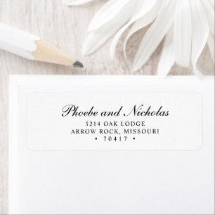 Étiquette Adresse de retour de mariage élégante noir et blan