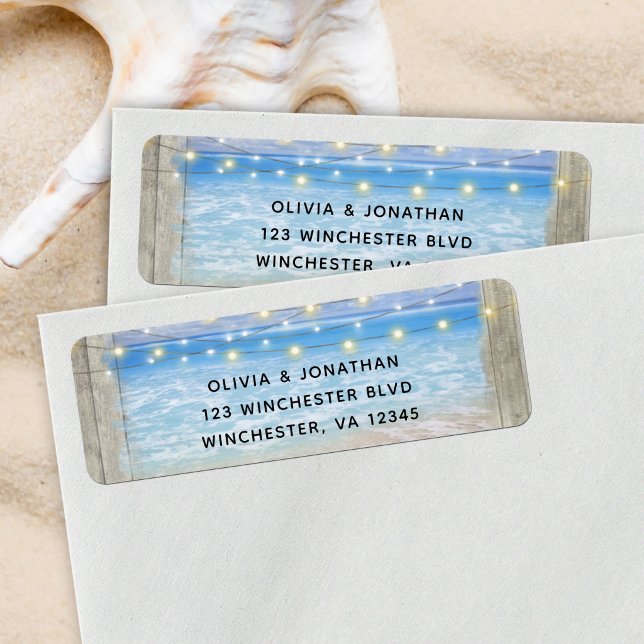 Étiquette Adresse de Retour de Mariage en Bois Rustique Bleu (Créateur téléchargé)