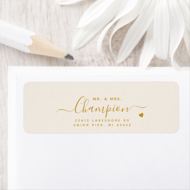 Étiquette Adresse de retour de mariage en écriture Mr. & Mrs (En situation)
