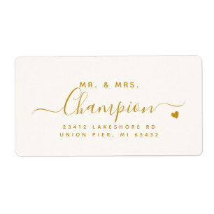 Étiquette Adresse de retour de mariage en écriture Mr. & Mrs