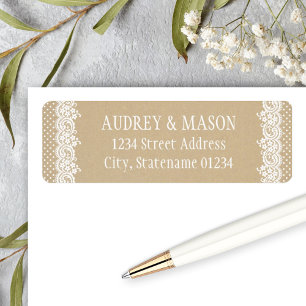 Étiquette Adresse de retour de mariage en kraft rustique ave