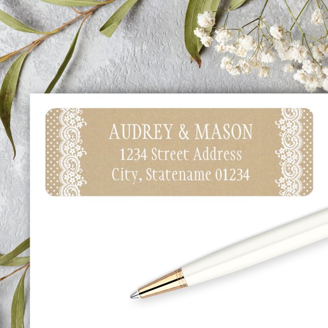 Étiquette Adresse de retour de mariage en kraft rustique ave (Créateur téléchargé)