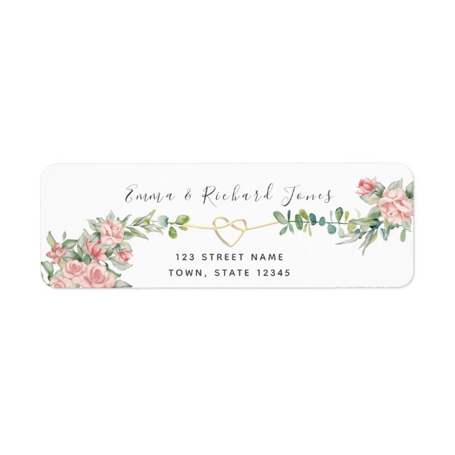 Étiquette Adresse de Retour de Mariage en Vert Botanique Or (Devant)