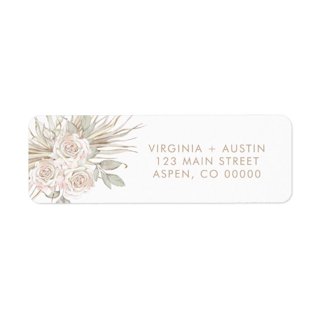Étiquette Adresse de retour de mariage floral (Devant)