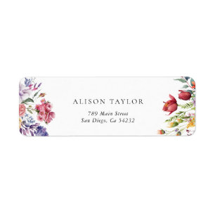 Étiquette Adresse de retour de mariage floral coloré