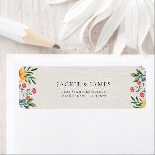 Étiquette Adresse de Retour de Mariage Floral Jardin de Fleu