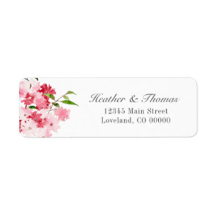 Étiquette Adresse de retour de mariage floral rose rouge aqu