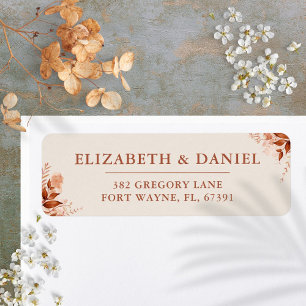 Étiquette Adresse de retour de mariage floral rustique d'aut