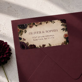 Étiquette Adresse de retour de mariage floral vintage lunati