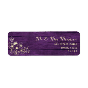 Étiquette Adresse de retour de mariage floral violet