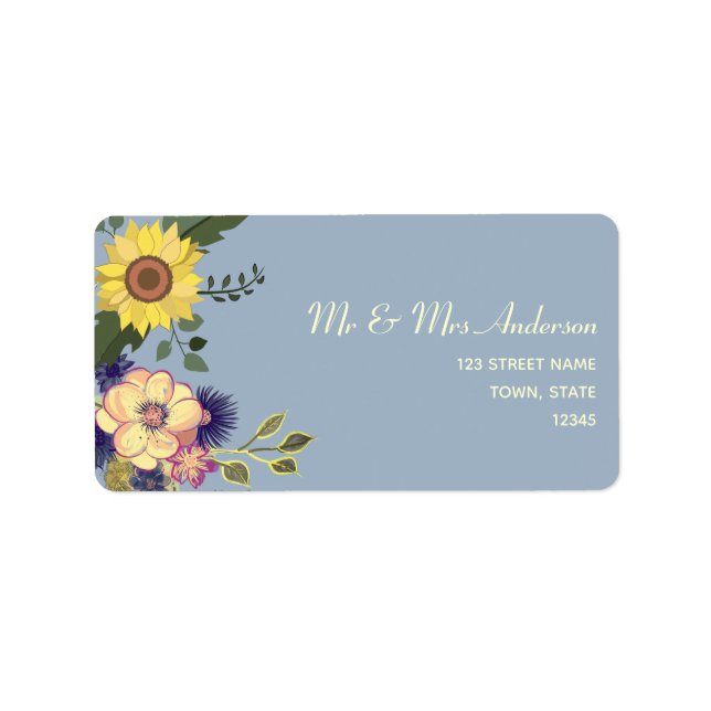 Étiquette Adresse de retour de mariage florale aquarelle (Devant)