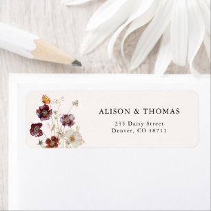 Étiquette Adresse de retour de mariage florale Boho automnal